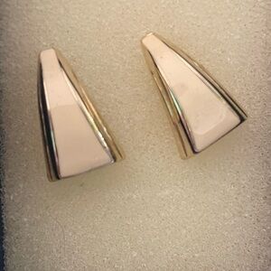 Gold and cream enamel earrings